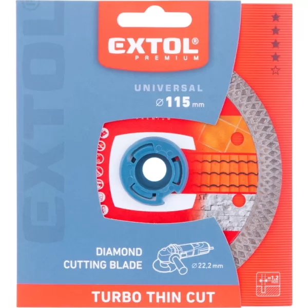 Kotouč diamantový řezný, turbo Thin Cut, suché i mokré řezání, 115x22,2x1,2mm Extol Premium 8803041