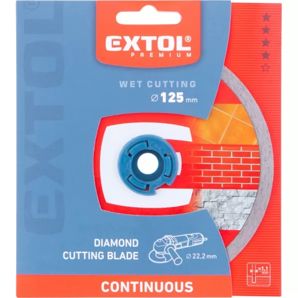 Kotouč diamantový řezný celoobv. EXTRA tenký - mokré řezání, 125x22,2x1,1mm Extol Premium 8803022