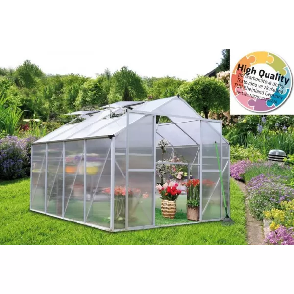 Zahradní skleník z polykarbonátu KOMFORT 7550 STRONG + základna zdarma