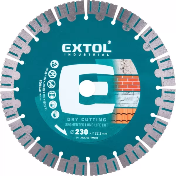 Kotouč diamantový řezný segmentový Long Life Cut, suché řezání, 230x22,2x2,3mm Extol Industrial 8703038