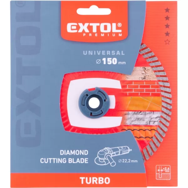 Kotouč diamantový řezný, turbo - suché i mokré řezání, 150x22,2x2,4mm Extol Premium 8803053