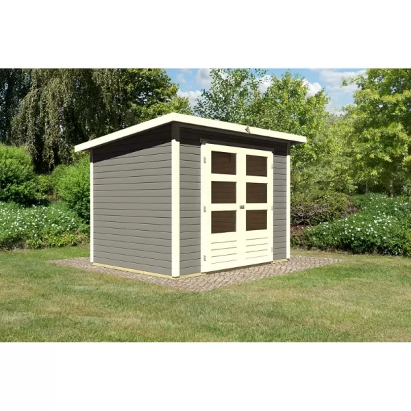 Dřevěný domek KARIBU STOCKACH 3 (82979) tm. Šedý LG1716