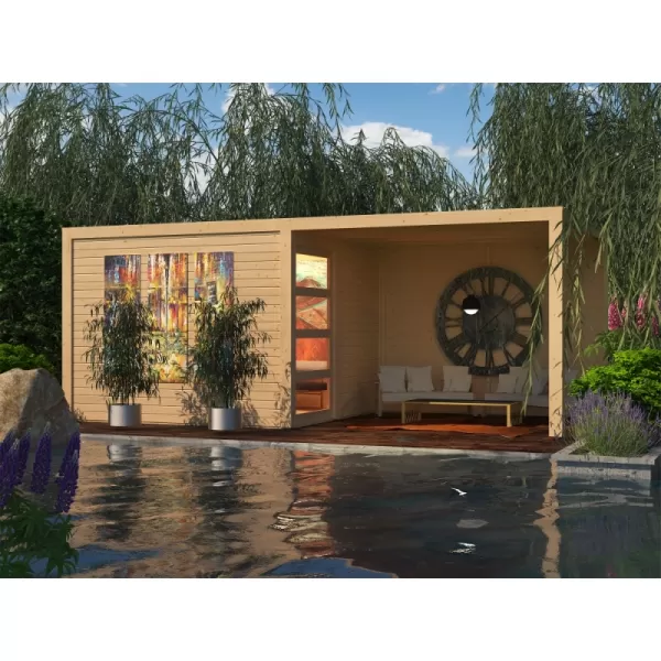 Dřevěný domek KARIBU QUBIC 2 + přístavek 266 cm (88528) natur LG2480