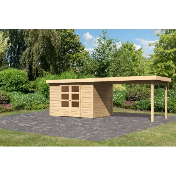 Dřevěný domek KARIBU ASKOLA 4 + přístavek 280 cm (77733) natur LG1770