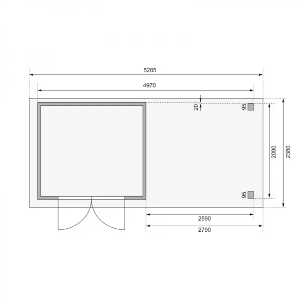 Dřevěný domek KARIBU ASKOLA 3 + přístavek 280 cm (77726) natur LG1768