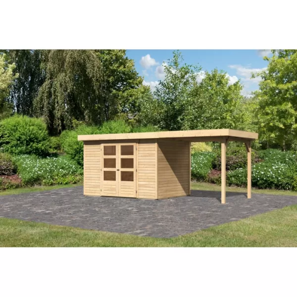 Dřevěný domek KARIBU ASKOLA 4 + přístavek 240 cm (73247) natur LG1709