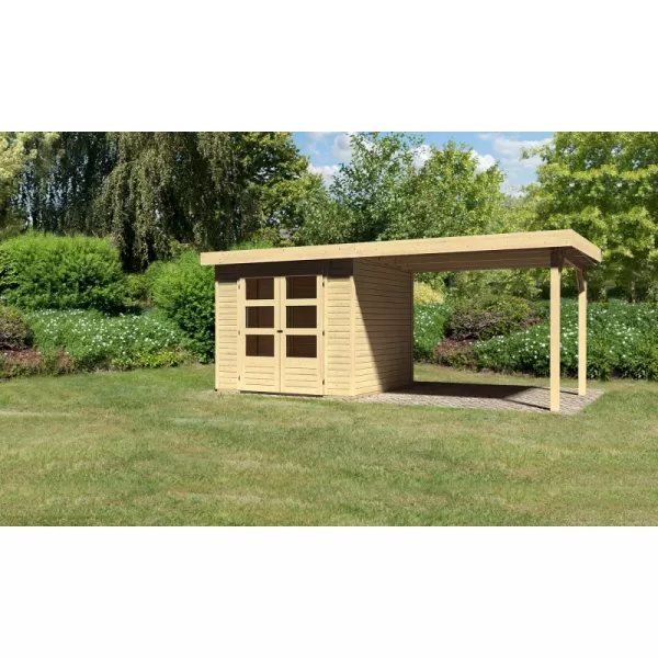 Dřevěný domek KARIBU ASKOLA 3 + přístavek 280 cm (77726) natur LG1768