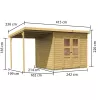 Dřevěný domek KARIBU MERSEBURG 5 + přístavek 166 cm (68767) natur LG1703