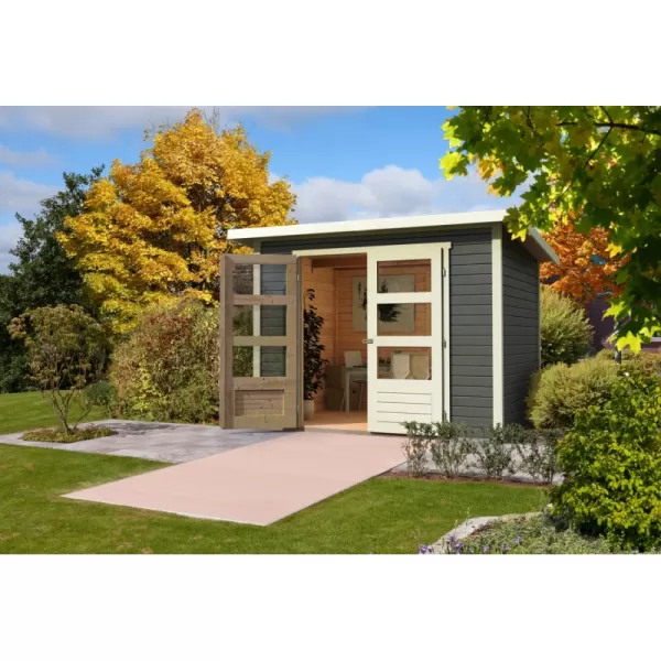 Dřevěný domek KARIBU STOCKACH 4 (82981) tm. Šedý LG1717