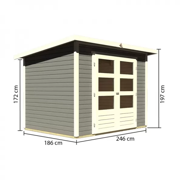 Dřevěný domek KARIBU STOCKACH 3 (82979) tm. Šedý LG1716