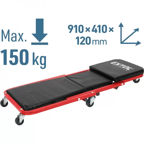Lehátko/sedák 2v1, montážní pojízdné, rozloženo 91x41x12cm, až 150/120kg Extol Premium 8863302