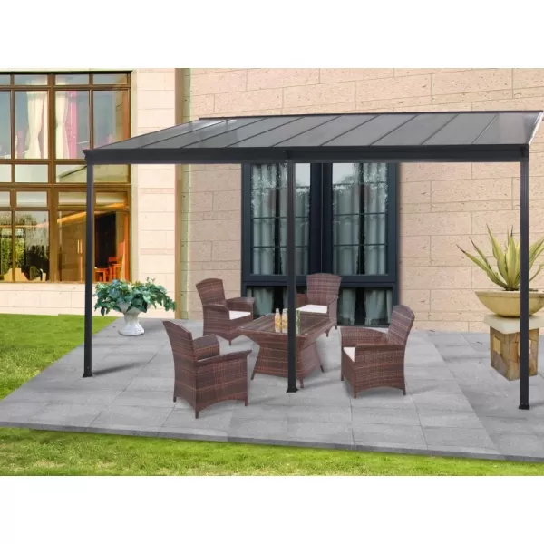 Hliníková pergola LANITPLAST WALL 53 antracit + opál PC LG2130