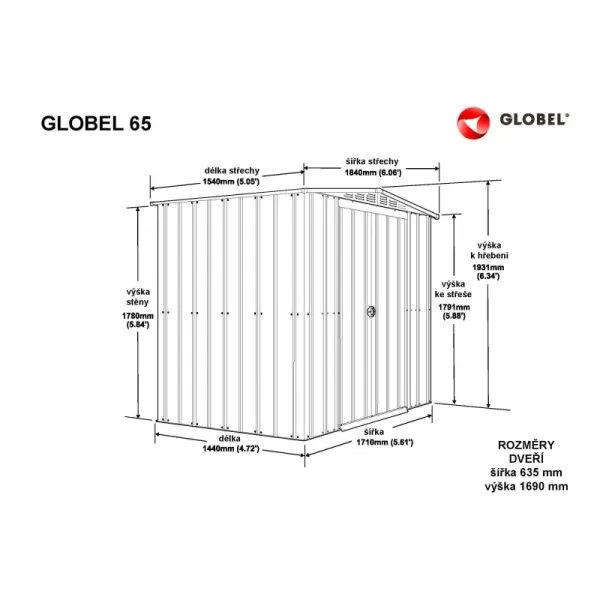 Domek GLOBEL 65 ZELENÝ se střešním oknem LG2502