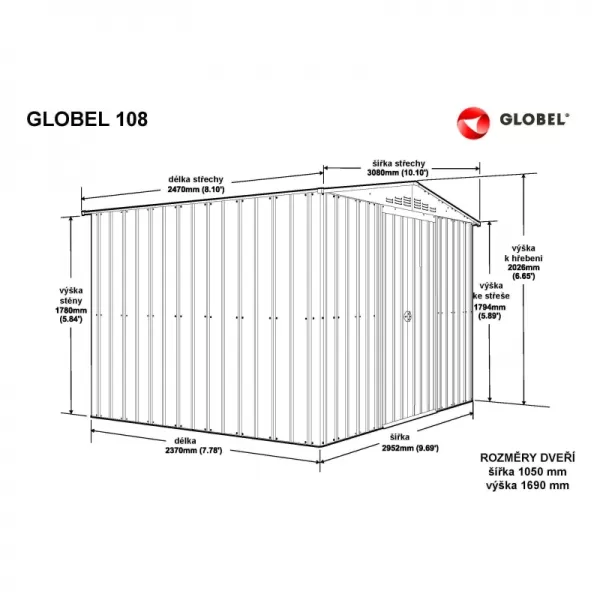 Domek GLOBEL 108 ZELENÝ se střešním oknem LG2501