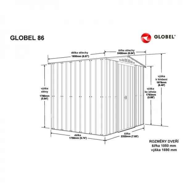 Domek GLOBEL 86 ZELENÝ se střešním oknem LG2503