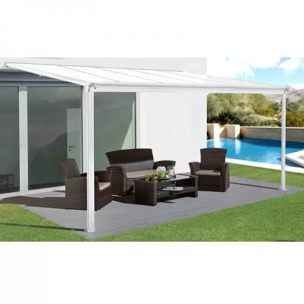 Hliníková pergola LANITPLAST WALL 33 bílá + čirý PC LG2085