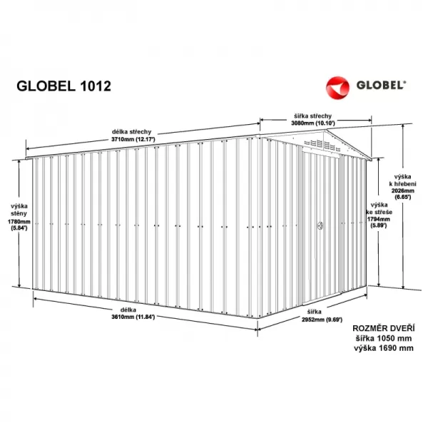 Domek GLOBEL 1012 ZELENÝ se střešním oknem LG2500