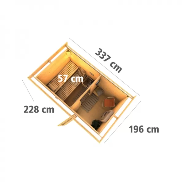 Finská sauna KARIBU SKROLLAN 1 (86287) s předsíní LG1928