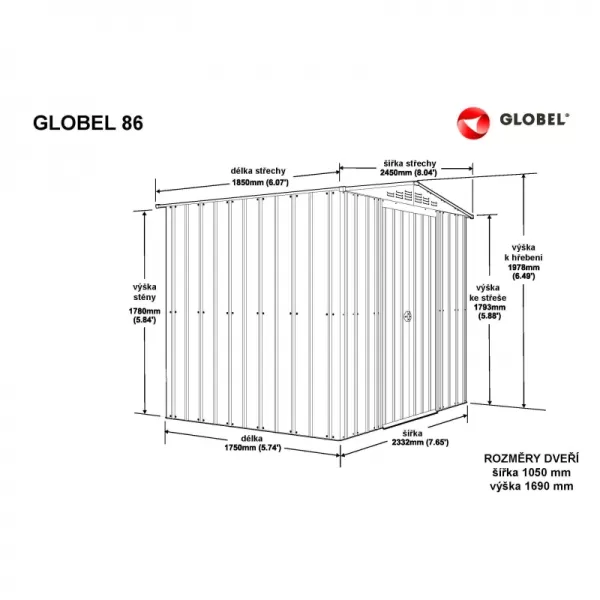 Domek GLOBEL 86 STŘÍBRNÝ se střešním oknem LG2073