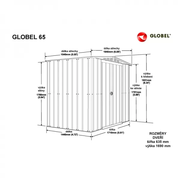 Domek GLOBEL 65 ANTRACIT se střešním oknem LG2068