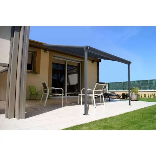 Hliníková pergola LANITPLAST WALL 33 antracit + čirý PC LG2086