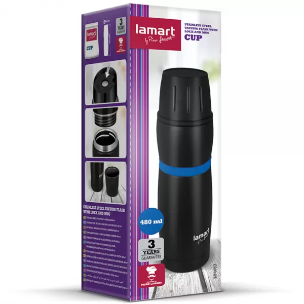 Termoska černo/modrá Cup 0,48L LAMART LT4053