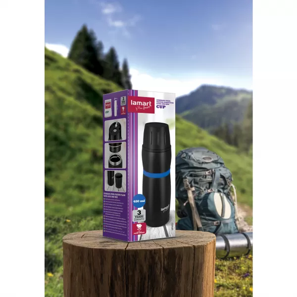 Termoska černo/modrá Cup 0,48L LAMART LT4053