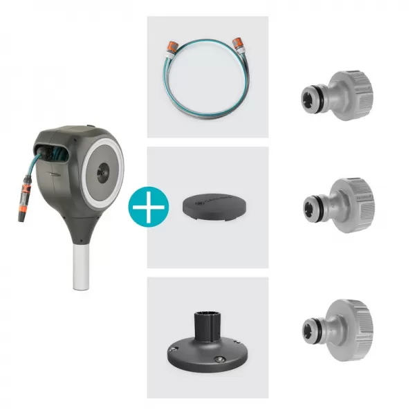 Terasový box na hadici RollUp M, 20m, bílý, automatické navíjení Gardena 18617-20