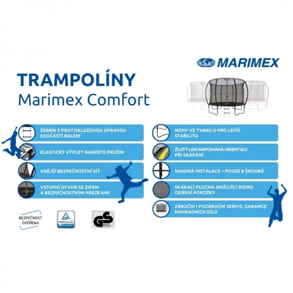 Trampolína Comfort 366 cm + ochranná síť + schůdky ZDARMA Marimex 19000096