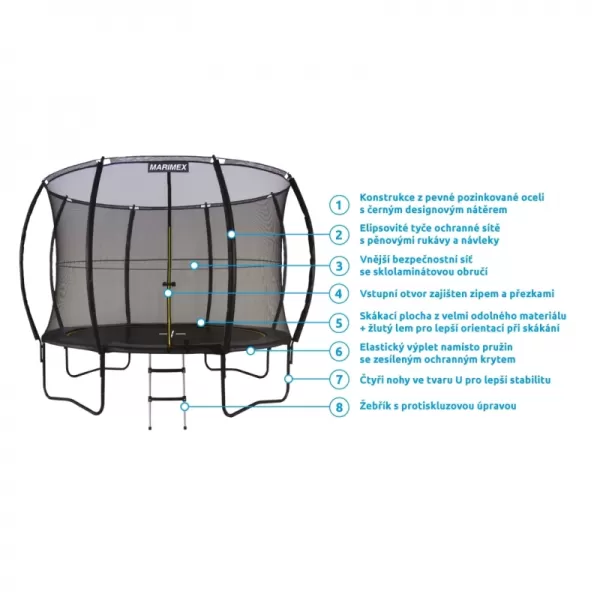 Trampolína Comfort 366 cm + ochranná síť + schůdky ZDARMA Marimex 19000096