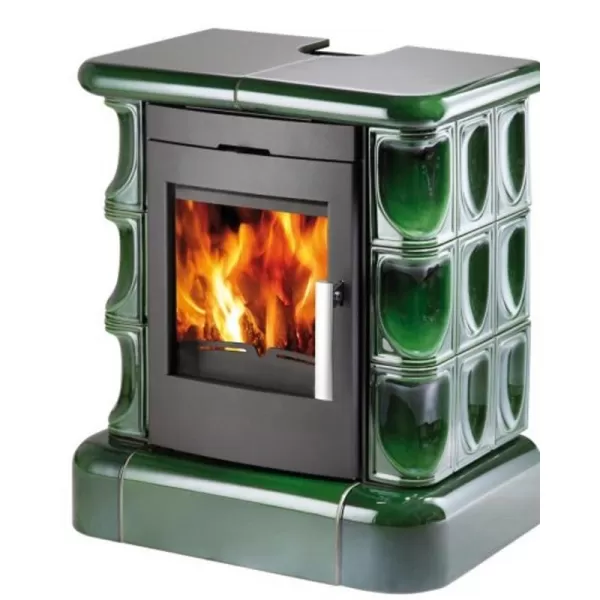 Kachlová kamna černá, zelená kachlový top Haas+Sohn MANTA
