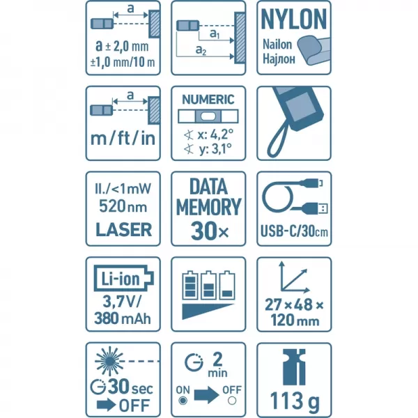 Metr laserový 70m (zelený) s Li-ion baterií Extol Premium 8820047