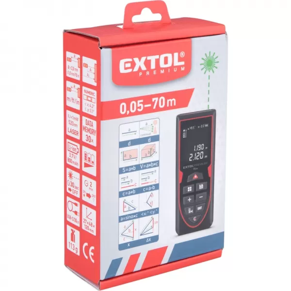 Metr laserový 70m (zelený) s Li-ion baterií Extol Premium 8820047