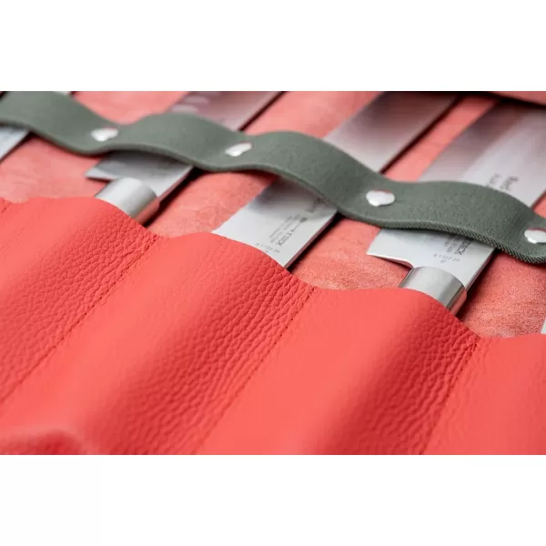 Kožené rolovací pouzdro na nože FEUERMEISTER NAPPA červená