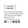Svítidlo Nova Luce CADMO R WALL GREY 2 nástěnné, IP 65, 2x3 W
