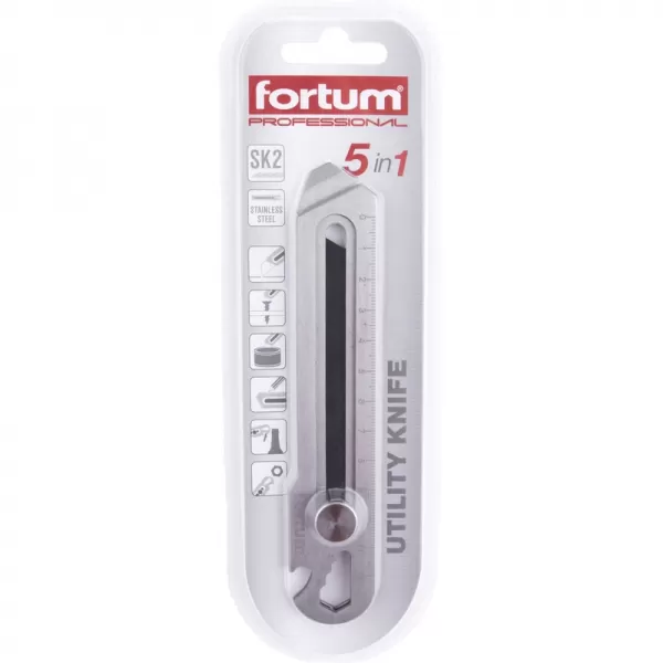 Nůž ulamovací celokovový nerez 5v1, 18mm, SK2 Fortum 4780025