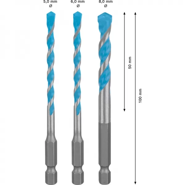 3dílná sada vrtáků EXPERT HEX-9 MultiConstruction 5/6/8 mm Bosch 2608900584