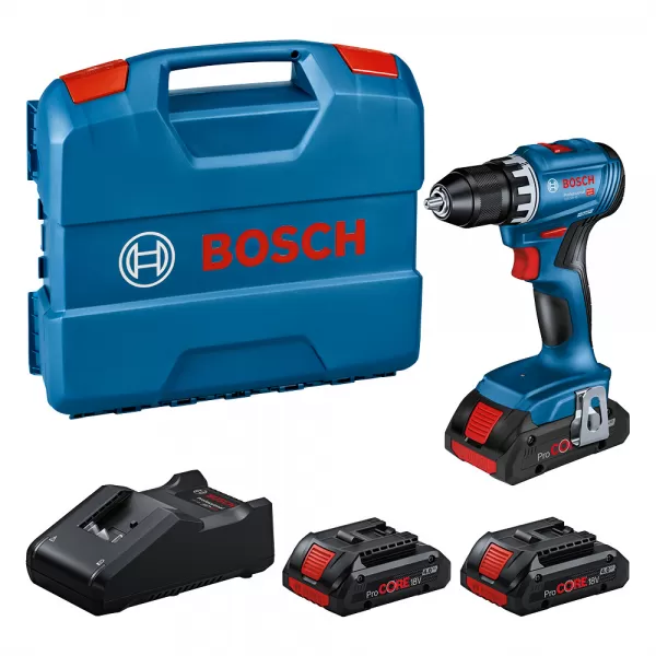 Aku vrtací šroubovák 18V 3x4,0Ah Bosch GSR 18V-45 Cordless Drill Driver + 3 x ProCORE18V 4.0Ah + GAL 18V-40 in L-Case 0615A5002N