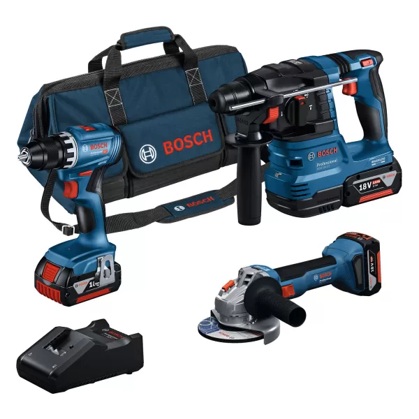 Sada 3 ks nářadí 18V/3x4,0 Ah GSR + GWS + GBH + GAL 18V-40 Bosch 0615A5007L