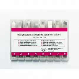 HSS vybroušené soustružnické nože Optimum 8 mm - sada 8 ks