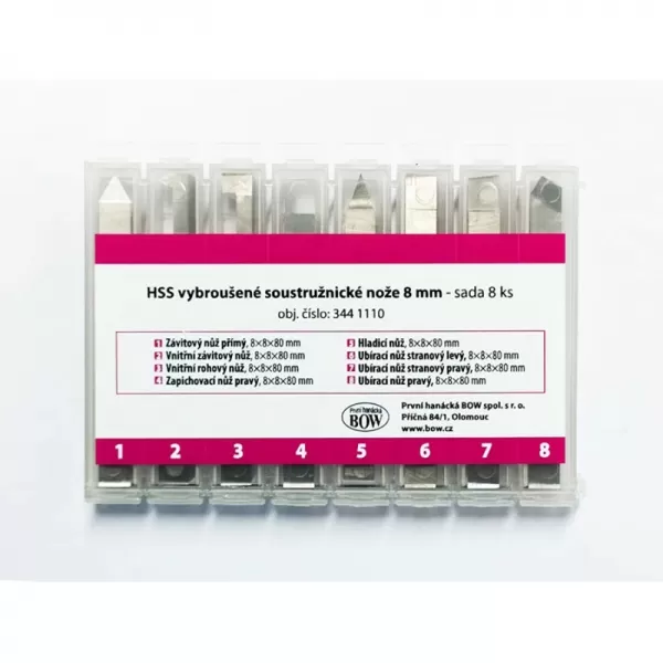 HSS vybroušené soustružnické nože Optimum 8 mm - sada 8 ks