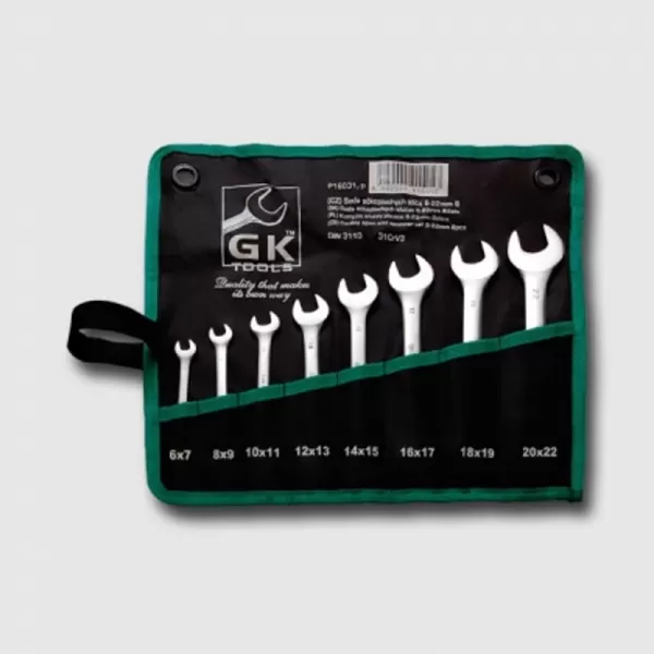 Sada plochých klíčů 6-22mm 31CrV3 chrom 8 dílů GK TOOLS P16031/P