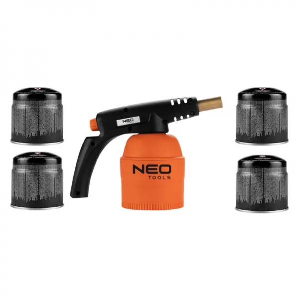 Hořák pájecí PB zapalování piezo + kartuše 4ks NEO tools 5907558488265