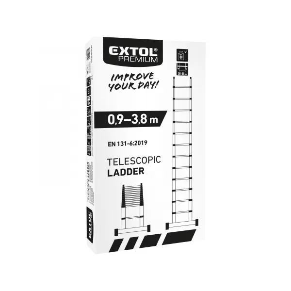Žebřík teleskopický - štafle 3,8m EXTOL PREMIUM 8849006