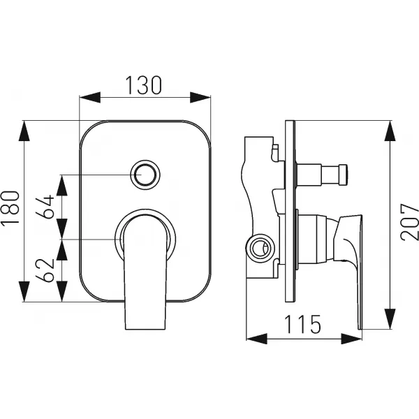 Sprchová podomítková baterie ALGEO SQUARE chrom Novaservis 82050R,0