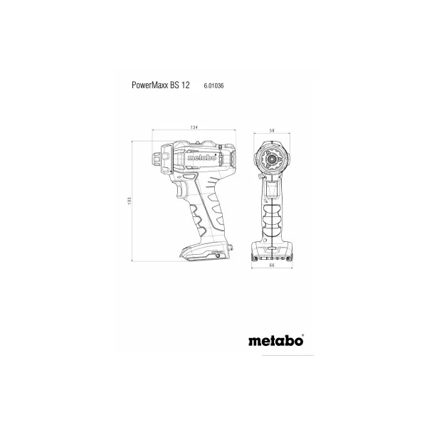 Aku vrtačka bez aku Metabo PowerMaxx BS 12 601036890