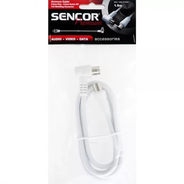 Anténní koaxiální kabel M-F 90° SENCOR SAV 169-015W