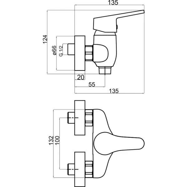 Sprchová baterie bez příslušenství 100mm Titan IRIS New chom Novaservis 94464/1,0