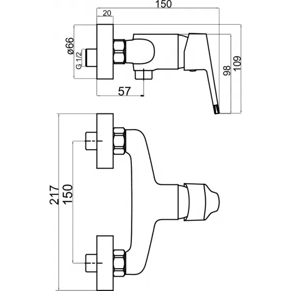 Sprchová baterie bez příslušenství 150mm Titan IRIS New chom Novaservis 94461/1,0