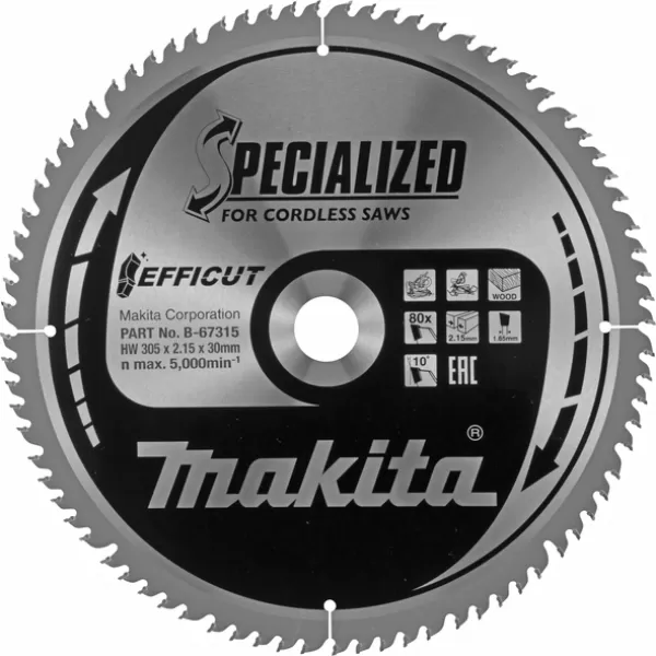 Kotouč pilový dřevo Efficut 305x2,15x30mm 80Z Makita B-67315
